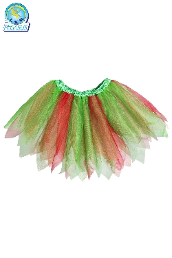 GONNA DI TULLE BICOLORE BAMBINA LUNGHEZZA 35CM ROSSO/VERDE